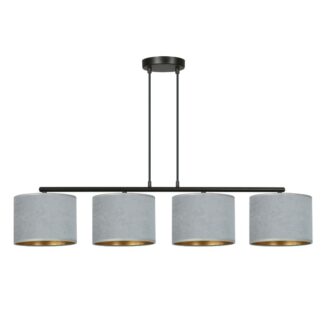 Żyrandol wiszący nad stół Hilde 4 - szary welur