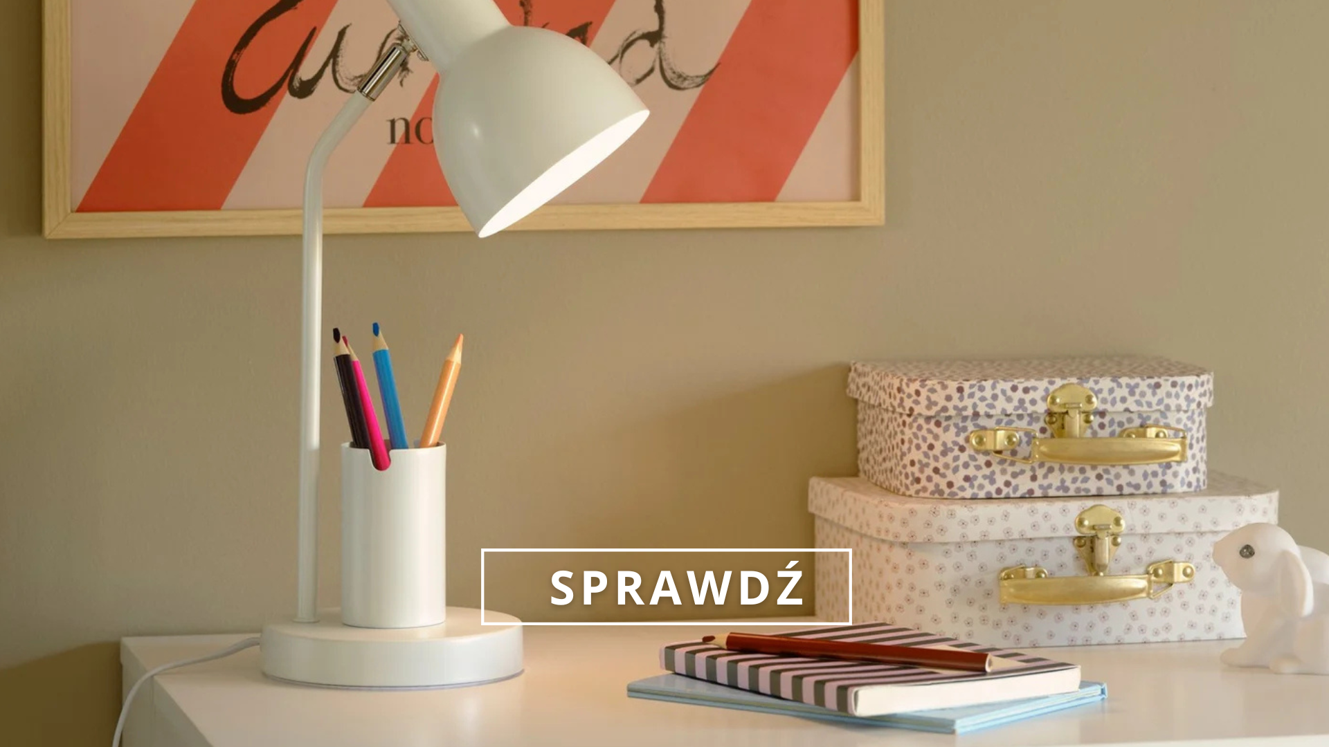 biała lampka biurkowa z przybornikiem dla dziecka - devone nordlux