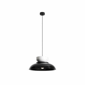 Designerska lampa wisząca Aldo - czarno-biały szeroki klosz 47cm