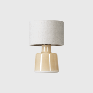 Lampa stołowa Santana Honey 4concepts - bursztynowa podstawa, lniany klosz