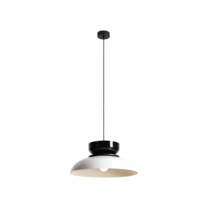 Designerska lampa wisząca Aldo - biało-czarny szeroki klosz 47cm