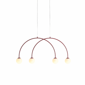 Bordowa lampa wisząca Una Red Wine S - dwa łuki z 4 kloszami