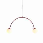 lampa wisząca łuk bordowa - dwa klosze kule - una aldex
