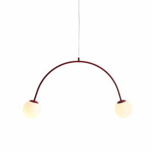 Bordowa lampa wisząca Una 2 - kule na łuku