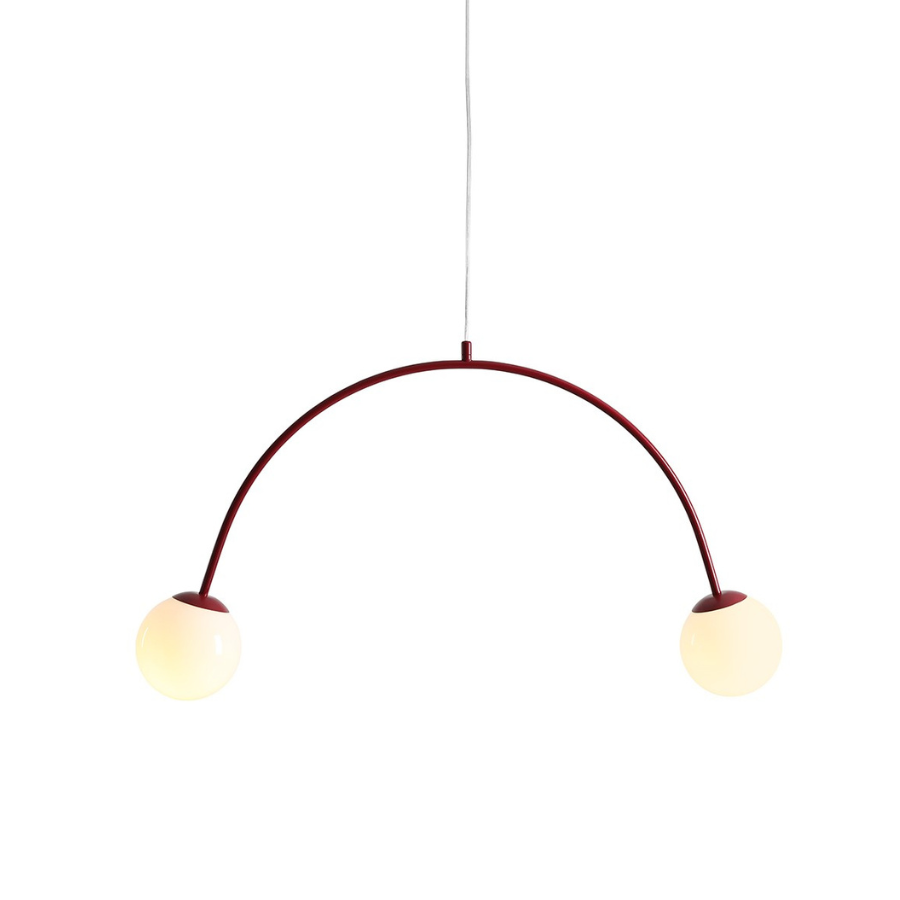 lampa wisząca łuk bordowa - dwa klosze kule - una aldex