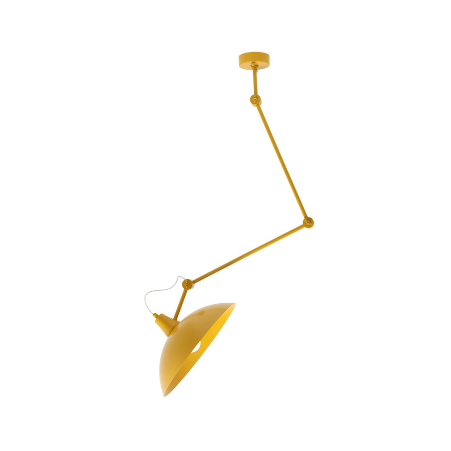 zolta lampa sufitowa na ramieniu z szerokim kloszem - melos aldex