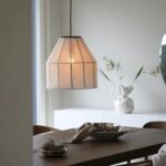 Beżowa lampa wisząca Aiko - lniany abażur
