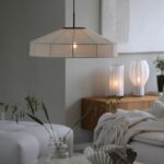 Beżowa lampa wisząca nad stół Aiko 57 - lniana