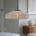 Beżowa lampa wisząca nad stół Aiko 57 - materiałowa