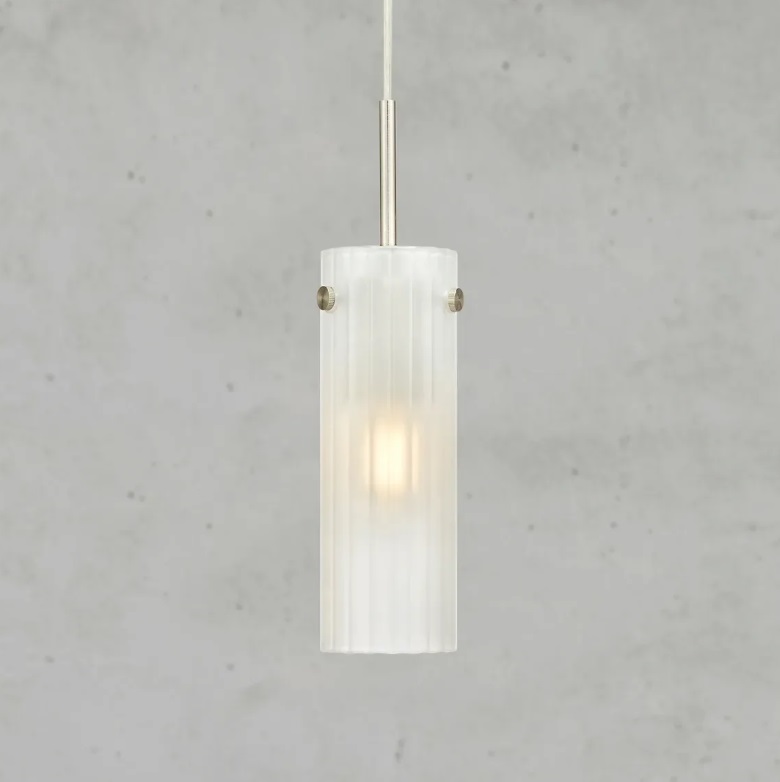 Biała lampa wisząca tuba Tibia - szklana