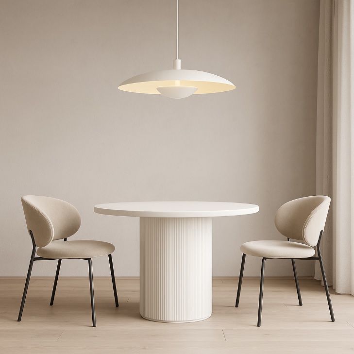 Biała płaska lampa wisząca Bolton LED – efektowny design Biała płaska lampa wisząca Bolton LED - efektowny design