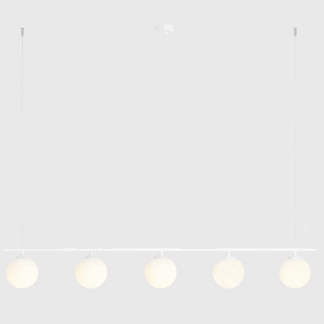 Biała podłużna lampa wisząca Beryl Glass 5 - szklane klosze