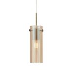 Bursztynowa lampa wisząca Tibia - ryflowana tuba i mosiądz