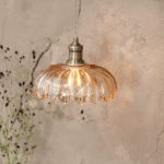 Bursztynowa lampa wisząca art deco Kurage - szklana