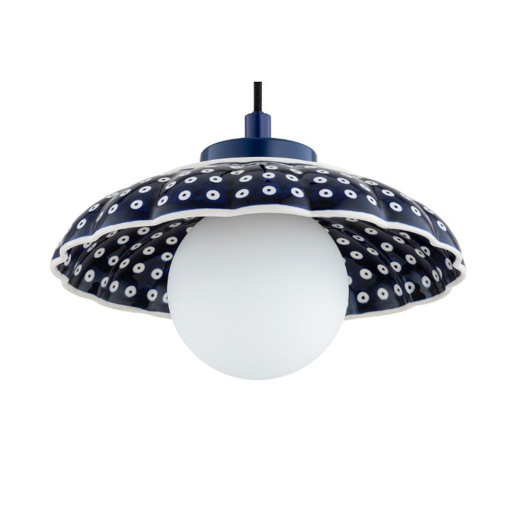 Ciemnoniebieska lampa wisząca ceramiczna Boll 28