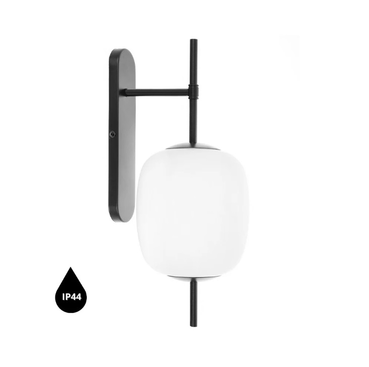 Czarny kinkiet Epli Mini IP44 - szklany klosz