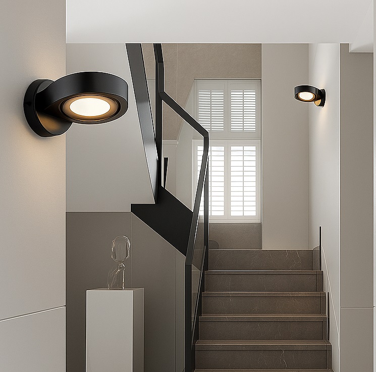 Czarny kinkiet Lotus - na schody