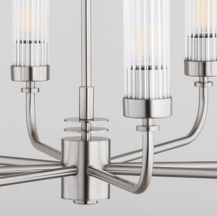 Duży srebrny żyrandol Preston 8