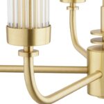 Elegancki żyrandol Preston 5 - ryflowane szkło i mosiądz