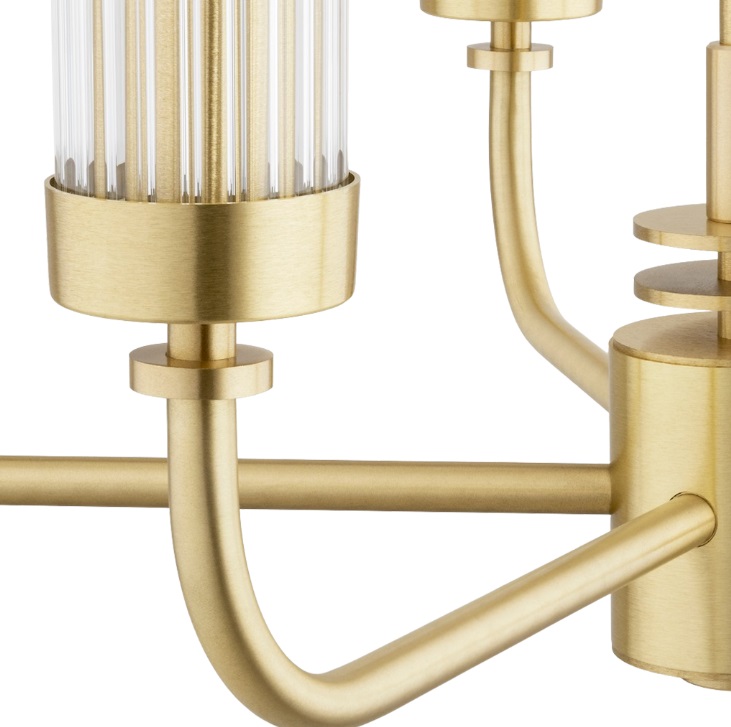 Elegancki żyrandol Preston 5 - ryflowane szkło i mosiądz