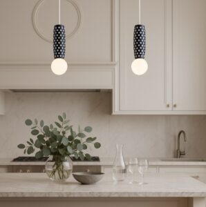 Granatowa lampa wisząca Boll 10 - ceramika Bolesławiec