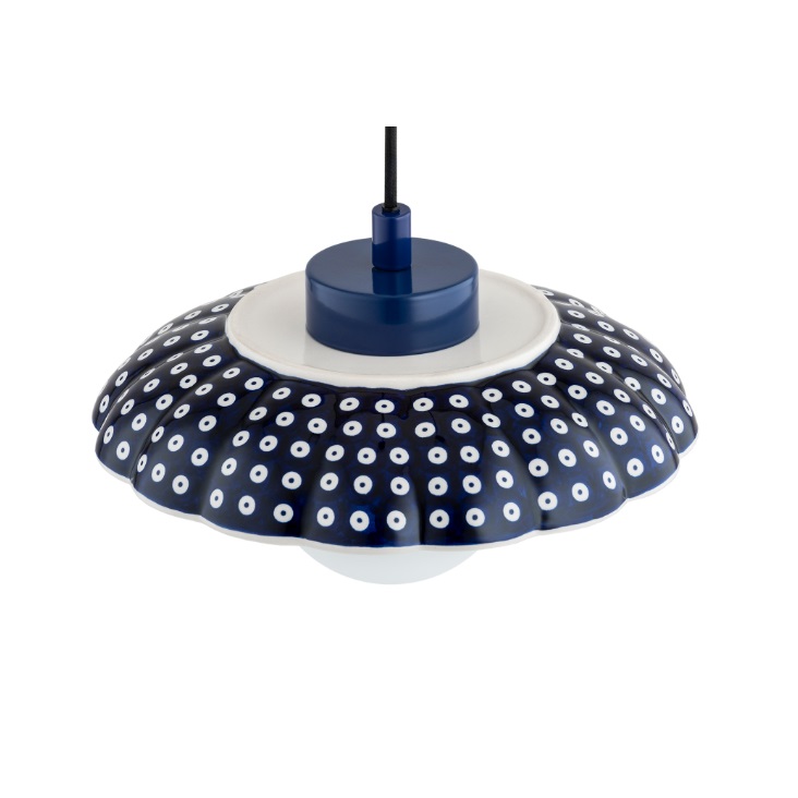 Granatowa lampa wisząca w kropki Boll 28 - ceramiczna