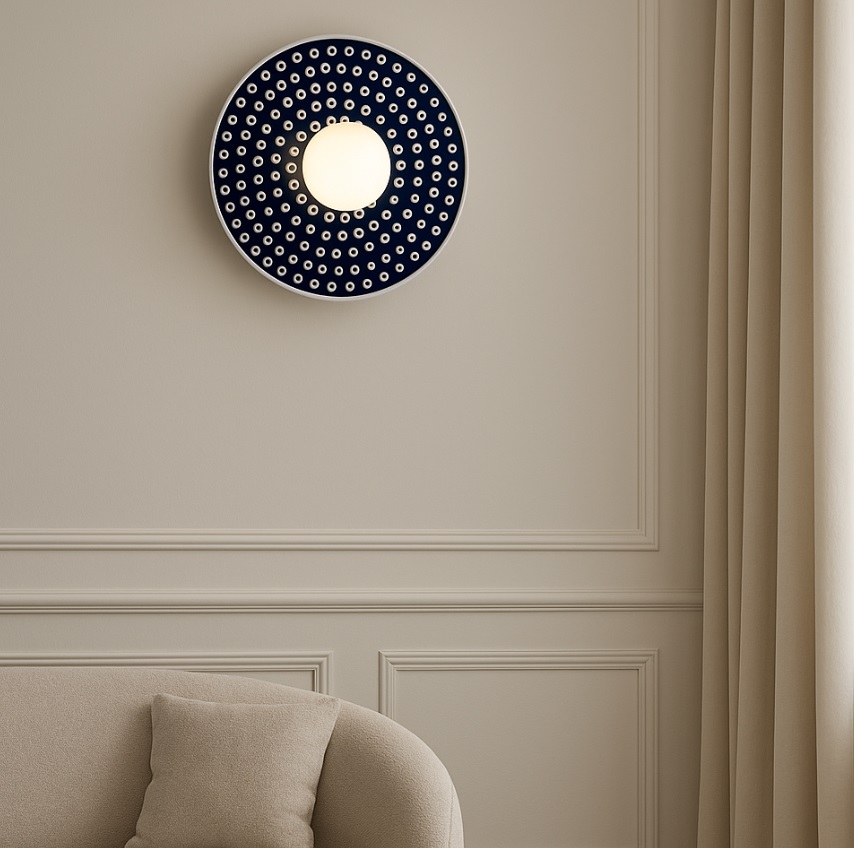 Kinkiet granatowy - plafon kula Boll - ceramika Bolesławiec