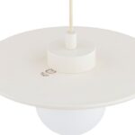 Kremowa lampa wisząca dysk z kulą Boll - ceramika Bolesławiec