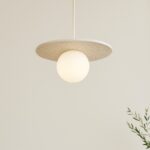 Kremowa lampa wisząca kula Boll - ceramiczny dysk Bolesławiec