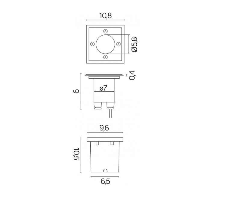 Lampa do kostki brukowej Leda LED IP67 - wymiary
