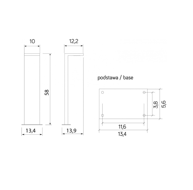 Lampa ogrodowa Karo LED 60 - IP54 - wymiary