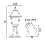 Lampa ogrodowa do oświetlenia chodnika Witraż 45 IP43 - wymiary