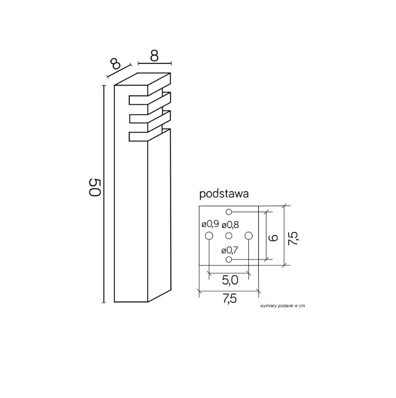 Lampa stojąca zewnętrzna Rado II 50 IP54 - szara