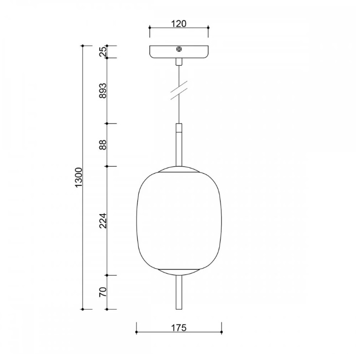 Lampa wisząca łazienkowa Epli Mini - wymiary