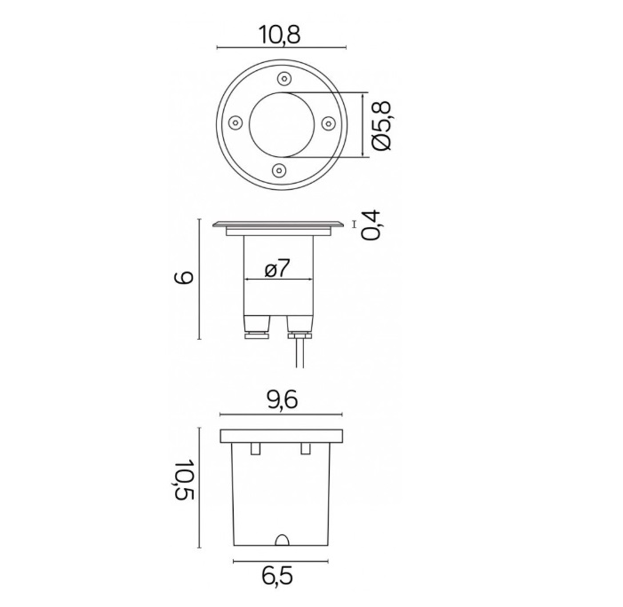 Oprawa najazdowa dogruntowa Leda LED IP67 - wymiary