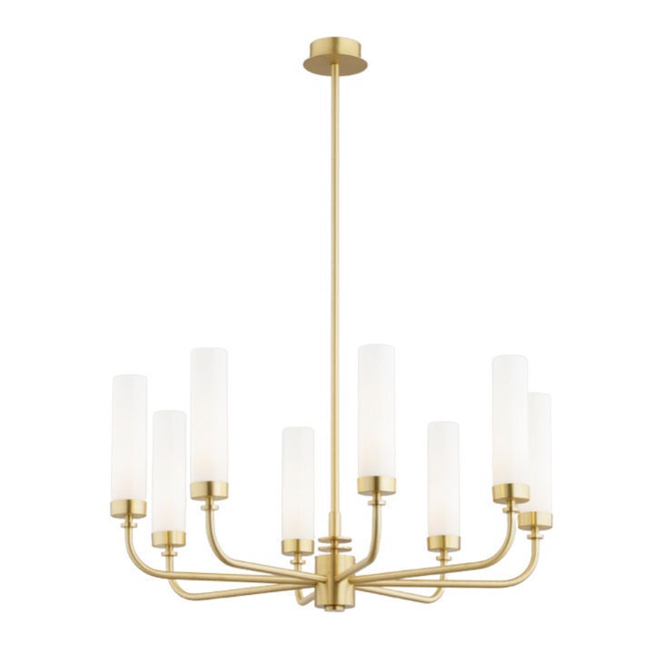 Piękny żyrandol do salonu Preston 8 - złoty mosiądz