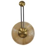 Płaski kinkiet Bell LED CCT - złote akcenty i bursztynowe szkło