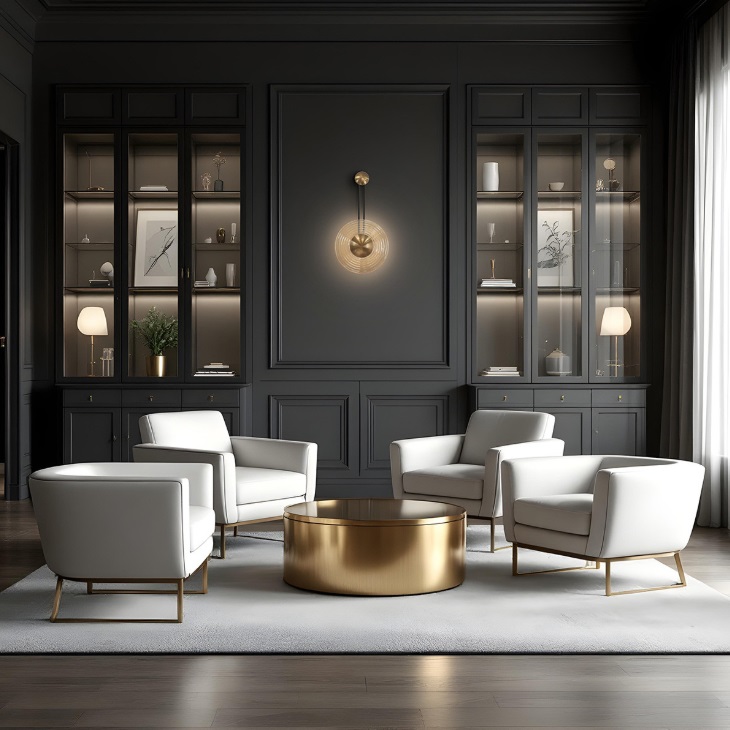 Płaski kinkiet do salonu Bell LED CCT - złote akcenty i bursztynowe szkło