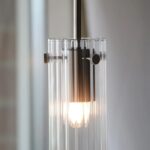 Ryflowana lampa wisząca tuba Tibia - szklana