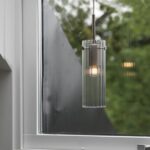 Ryflowana lampa wisząca tuba Tibia - szkło i nikiel