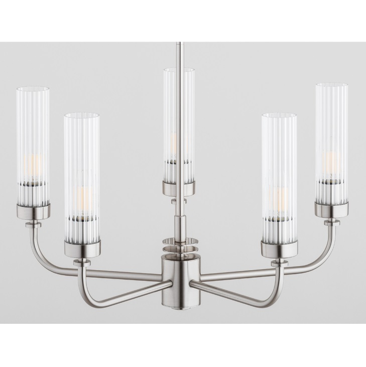 Srebrny żyrandol do jadalni Preston 5 - nikiel