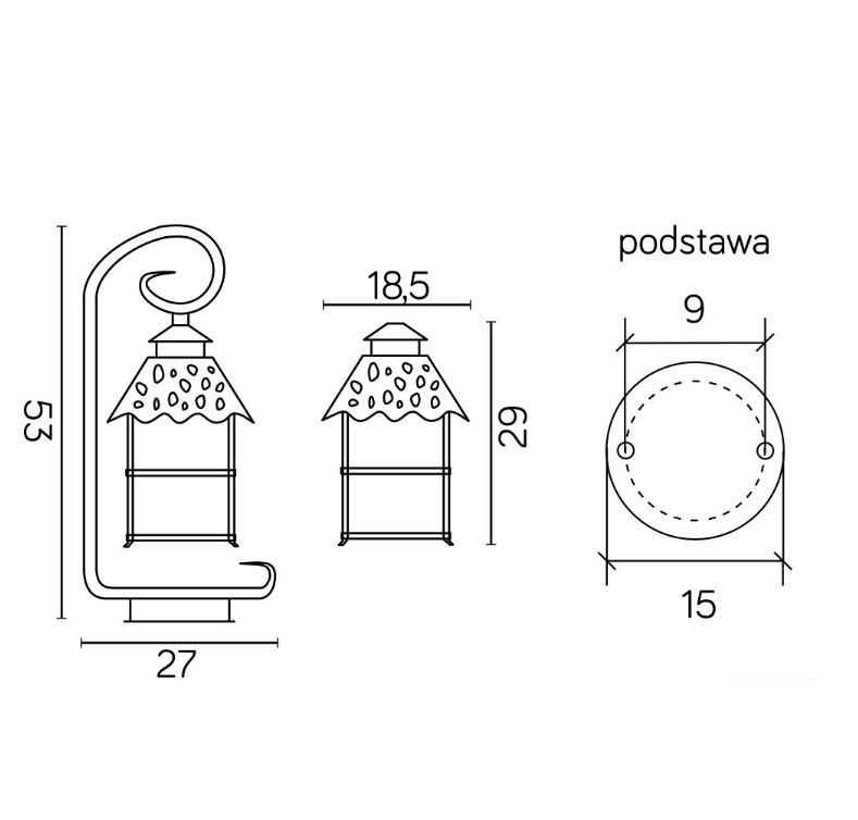Stylowa lampa ogrodowa stojąca Cadiz - wymiary