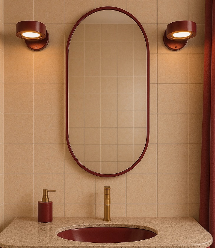 Wiśniowy kinkiet do lustra Lotus – regulowany Wiśniowy kinkiet do lustra Lotus - regulowany