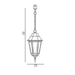 Zewnętrzna lampa wisząca Retro Classic II - wymiary