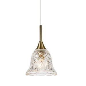 Złota klasyczna lampa wisząca Luna - kryształowy klosz