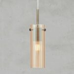 Złota lampa wisząca Tibia - ryflowana tuba i mosiądz