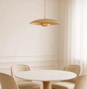 Złota lampa wisząca do salonu Bolton LED - płaski klosz