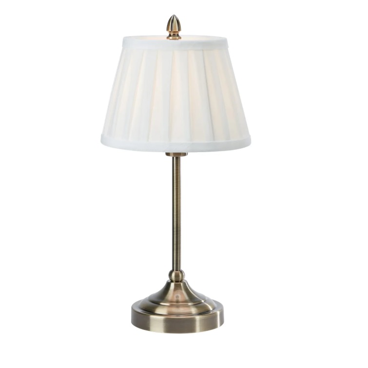 Złota lampka nocna na szafkę w sypialni Oxford