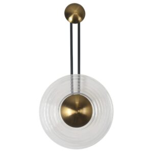 Złoty kinkiet do salonu Bell LED CCT - okrągła szklana tarcza