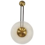 Złoty kinkiet do salonu Bell LED CCT - transparentne szkło